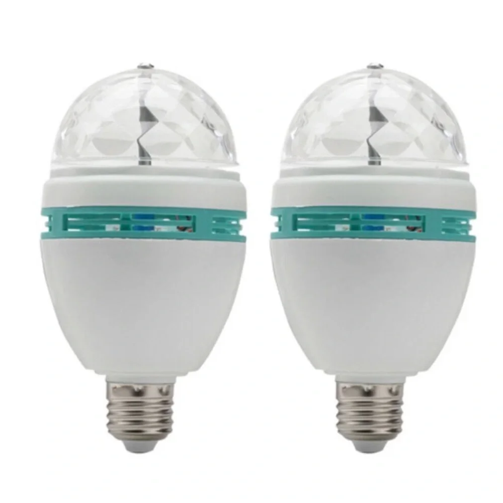 Two (2) pack RGB rotating LED light bulbs NIB